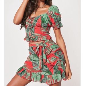 Red tropical print set🌿